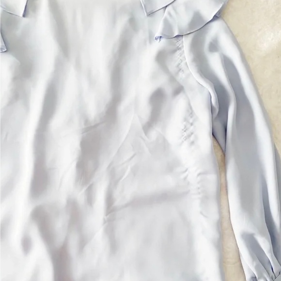 Zara Blue Elegant Ruffle Neckline and Tied Cuff Blouse - Picture 9 of 10